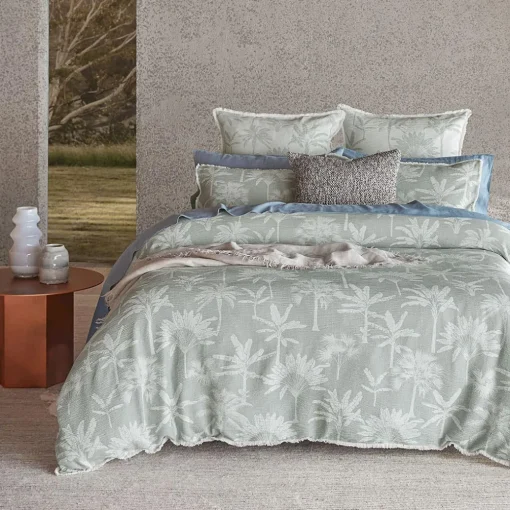 Dune Quilt Cover - Sage Green/Ivory
