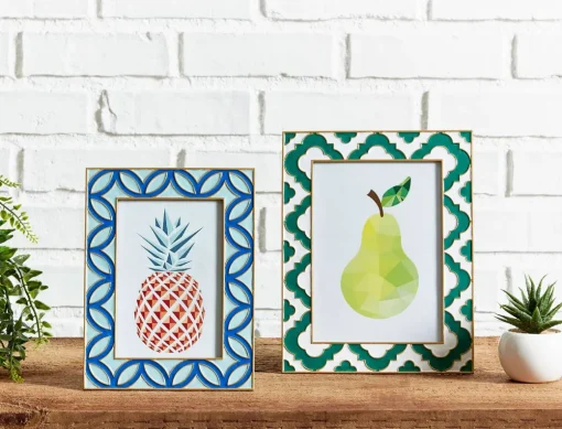 Enamel Geometric Photo Frame - Blue