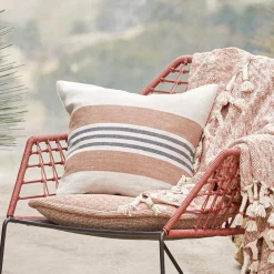 Everett Herringbone Stripe Linen Cushion - Natural