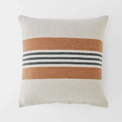 Everett Herringbone Stripe Linen Cushion - Natural