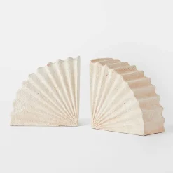 Fan Bookends Set Of 2 - Off White