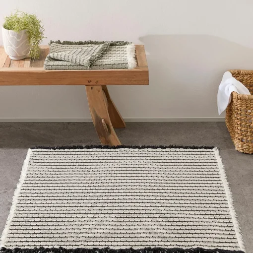 Faro Bath Mat - Olive/Ivory
