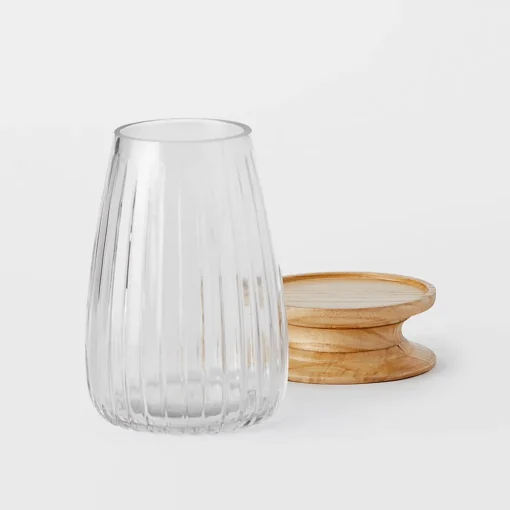 Ginny Wood Base Hurricane - Natural/Clear