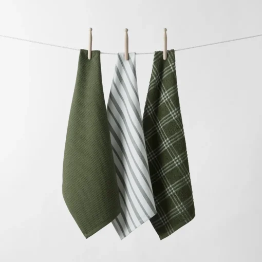 Hardy Terry Tea Towel Set Of 3 - Green