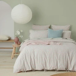 Leah Quilt Cover - Blush/Sage Check