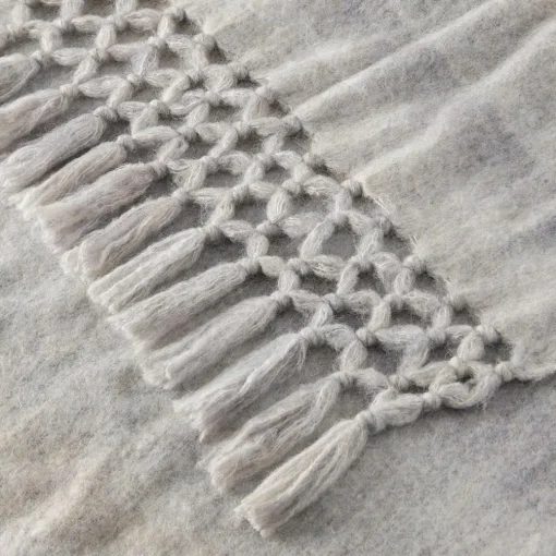 Ledger Ombre Tassel Throw - Dove Grey