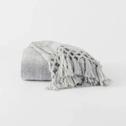 Ledger Ombre Tassel Throw - Dove Grey