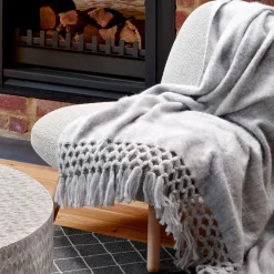 Ledger Ombre Tassel Throw - Dove Grey