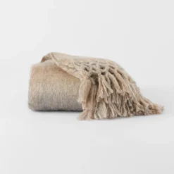 Ledger Ombre Tassel Throw - Dove Grey