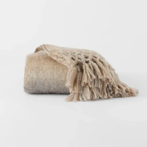 Ledger Ombre Tassel Throw - Dove Grey
