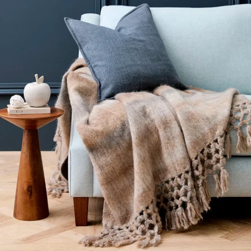 Ledger Ombre Tassel Throw - Dove Grey