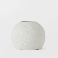 Linear Leaf Ceramic Vase Squat