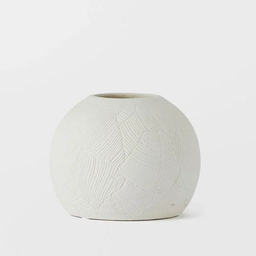 Linear Leaf Ceramic Vase Squat