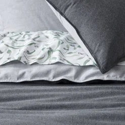 Lusso Reversible Brushed Cotton Quilt Cover - Ink Blue
