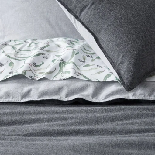 Lusso Reversible Brushed Cotton Quilt Cover - Ink Blue