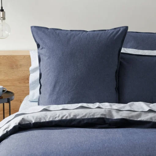 Lusso Reversible Brushed Cotton Quilt Cover - Ink Blue