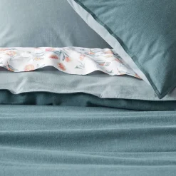 Lusso Reversible Brushed Cotton Quilt Cover - Ink Blue