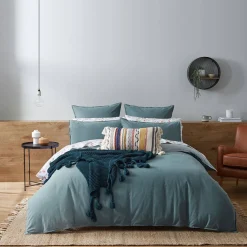 Lusso Reversible Brushed Cotton Quilt Cover - Ink Blue