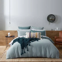 Lusso Reversible Brushed Cotton Quilt Cover - Ink Blue