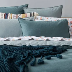Lusso Reversible Brushed Cotton Quilt Cover - Ink Blue