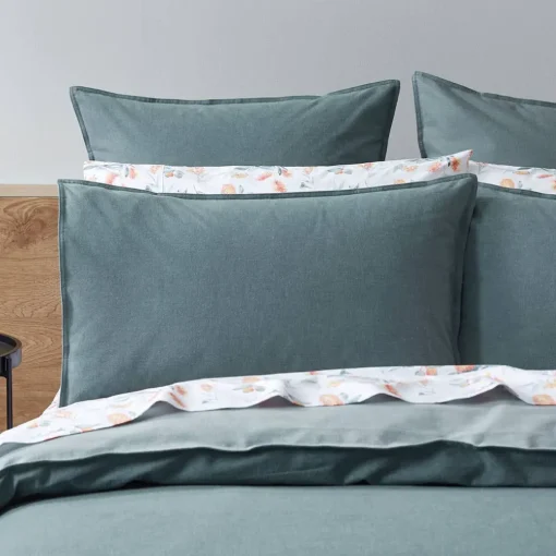 Lusso Reversible Brushed Cotton Quilt Cover - Ink Blue