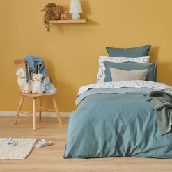 Lusso Reversible Brushed Cotton Quilt Cover - Ink Blue