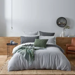 Lusso Reversible Brushed Cotton Quilt Cover - Ink Blue