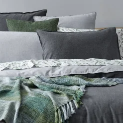 Lusso Reversible Brushed Cotton Quilt Cover - Ink Blue