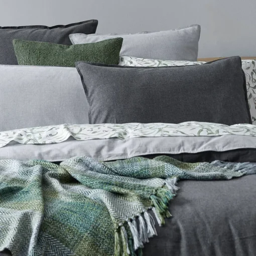 Lusso Reversible Brushed Cotton Quilt Cover - Ink Blue