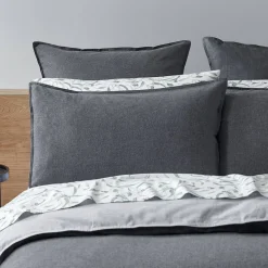Lusso Reversible Brushed Cotton Quilt Cover - Ink Blue