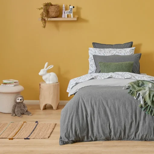 Lusso Reversible Brushed Cotton Quilt Cover - Ink Blue