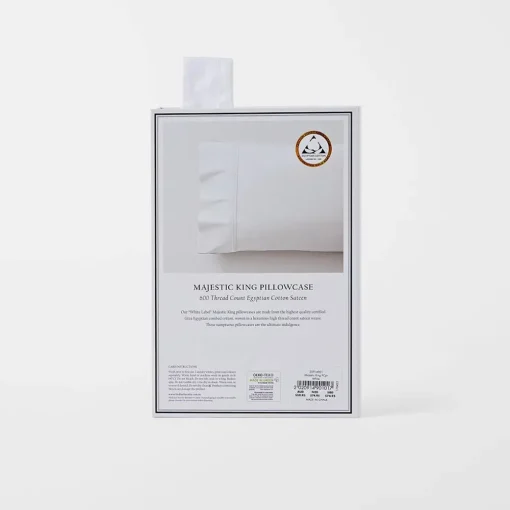 Majestic King 600TC Egyptian Cotton Pillowcase - White