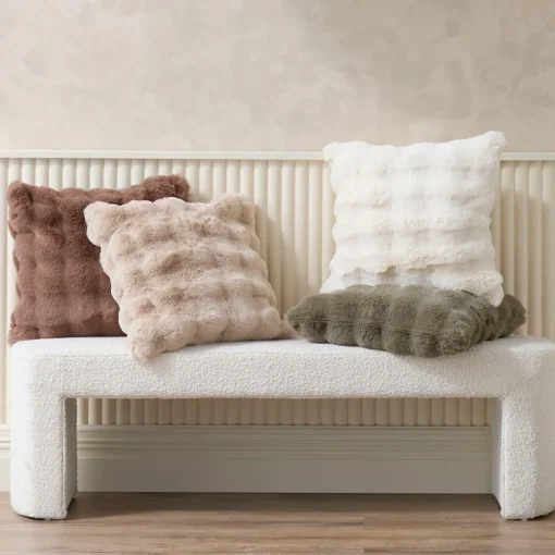 Malmo Faux Fur Cushion - Ivory