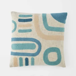Milla Tufted Cushion - Ivory/Blue