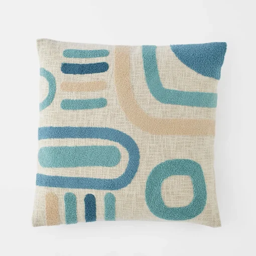 Milla Tufted Cushion - Ivory/Blue