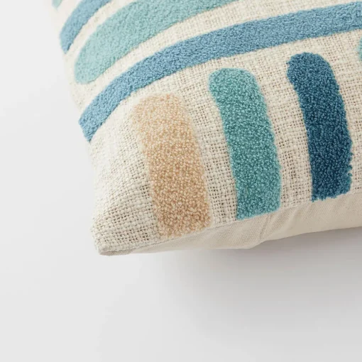Milla Tufted Cushion - Ivory/Blue