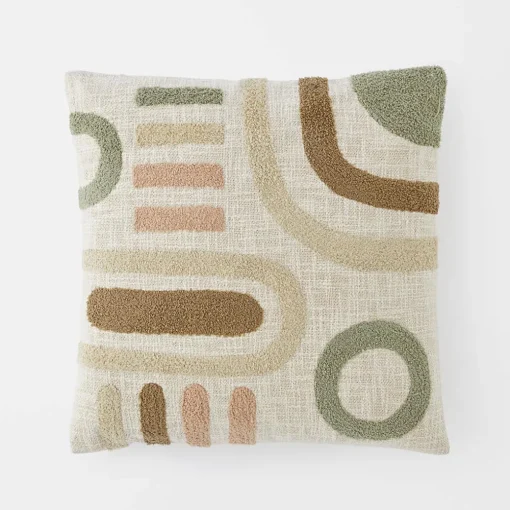 Milla Tufted Cushion - Ivory/Blue