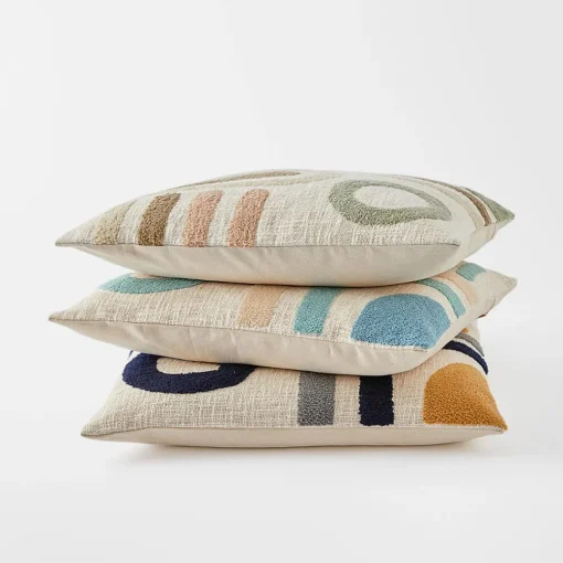 Milla Tufted Cushion - Ivory/Blue