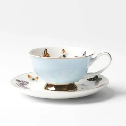 Miss Butterflies Teacup And Saucer - Blue