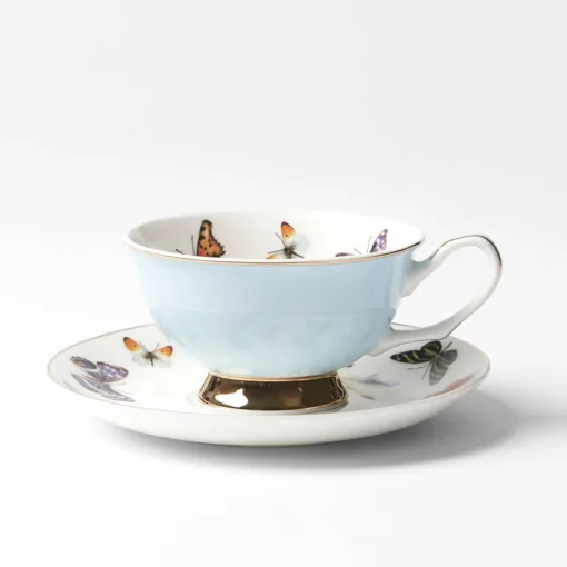 Miss Butterflies Teacup And Saucer - Blue