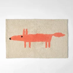 Mr Fox Bath Mat - Light Blue