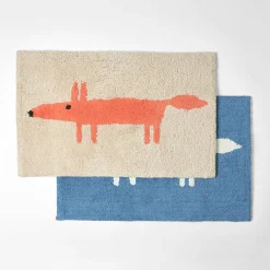 Mr Fox Bath Mat - Light Blue