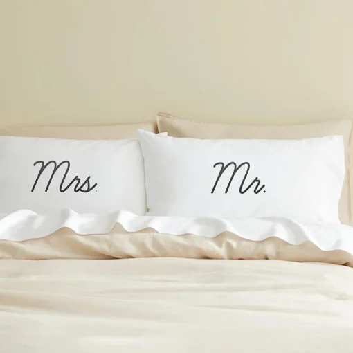 MR/MRS Standard Reversible Pillowcase - White