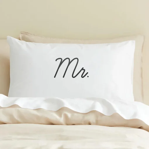 MR/MRS Standard Reversible Pillowcase - White