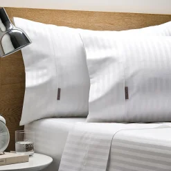 Nassor Stripe 700 TC Egyptian Cotton Sheet Set - White