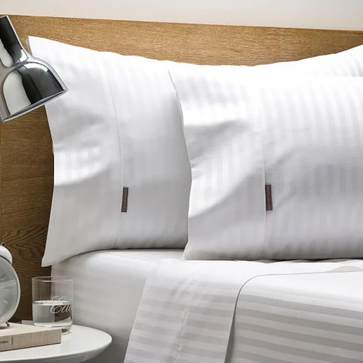 Nassor Stripe 700 TC Egyptian Cotton Sheet Set - White