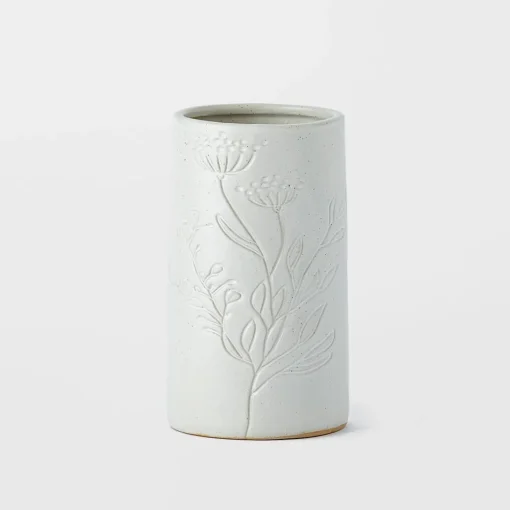 Natalia Debossed Ceramic Vase Small