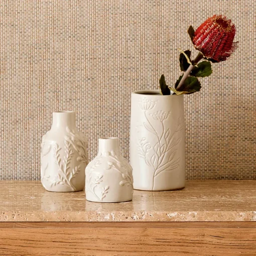 Natalia Debossed Ceramic Vase Small