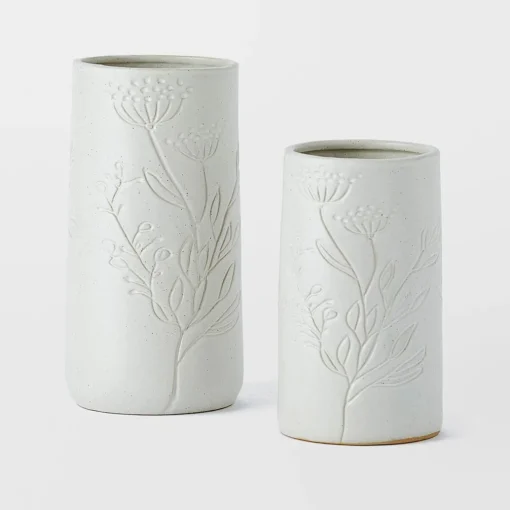 Natalia Debossed Ceramic Vase Small