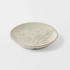 Natalia Debossed Ceramic Plate - White